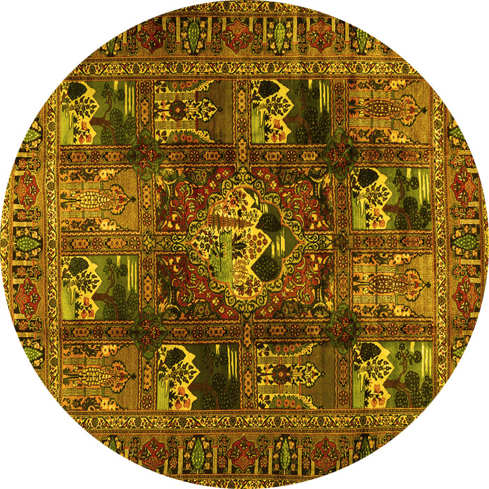 Round Persian Yellow Traditional Rug, tr2253yw