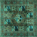 Square Machine Washable Persian Turquoise Traditional Area Rugs, wshtr2253turq