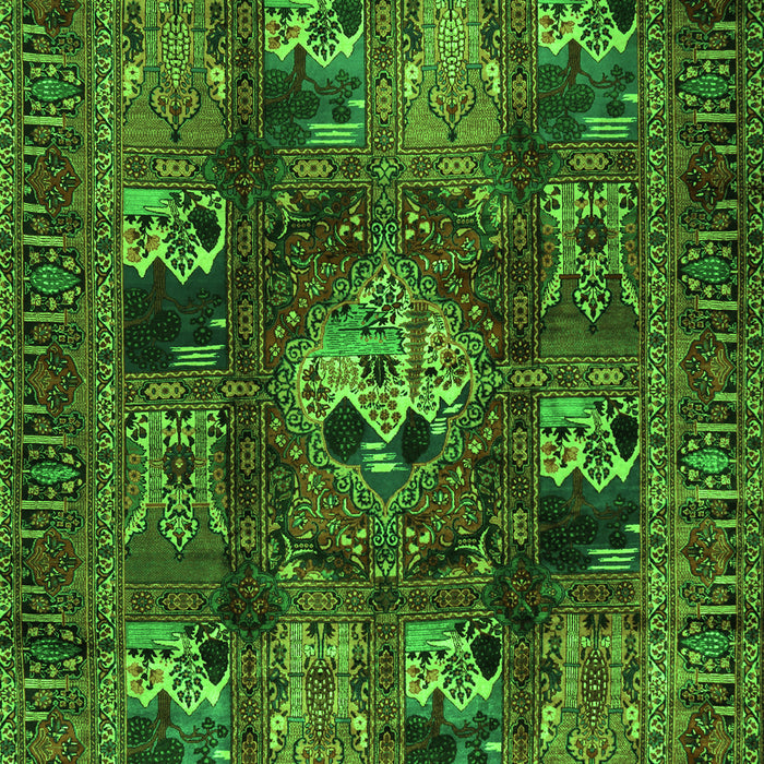 Serging Thickness of Machine Washable Persian Green Traditional Area Rugs, wshtr2253grn