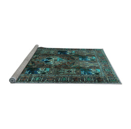 Sideview of Machine Washable Persian Light Blue Traditional Rug, wshtr2253lblu