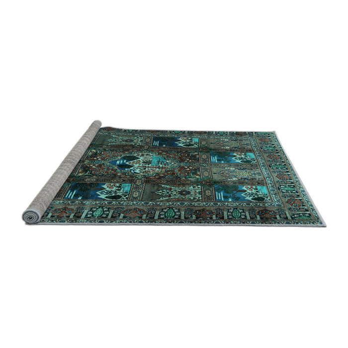 Sideview of Machine Washable Persian Light Blue Traditional Rug, wshtr2253lblu