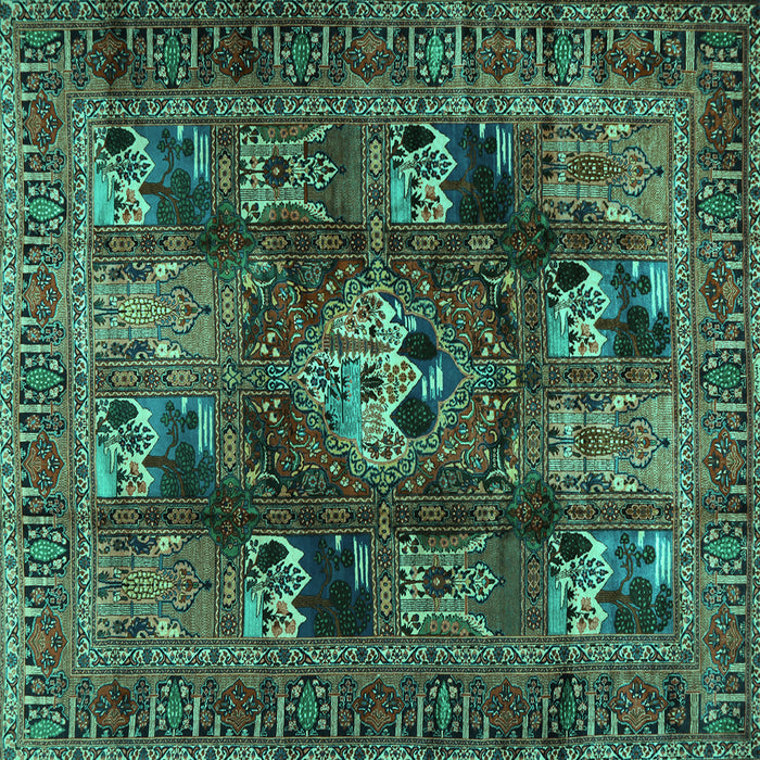 Square Persian Turquoise Traditional Rug, tr2253turq