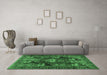 Machine Washable Persian Emerald Green Traditional Area Rugs in a Living Room,, wshtr2253emgrn