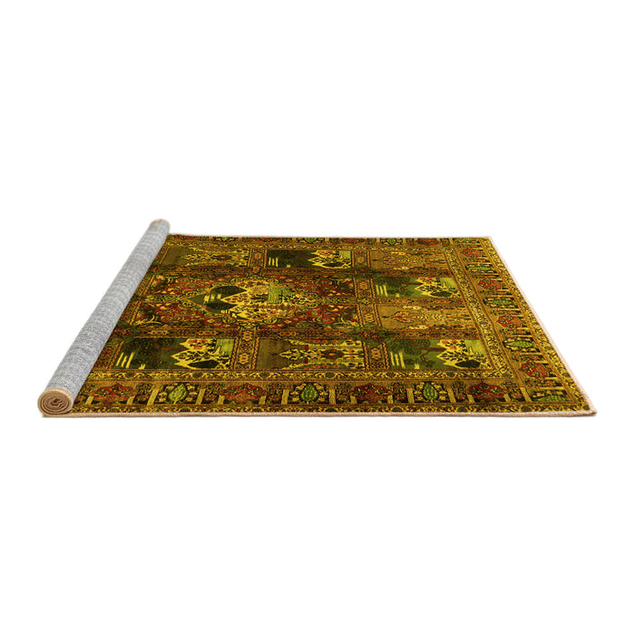Sideview of Machine Washable Persian Yellow Traditional Rug, wshtr2253yw