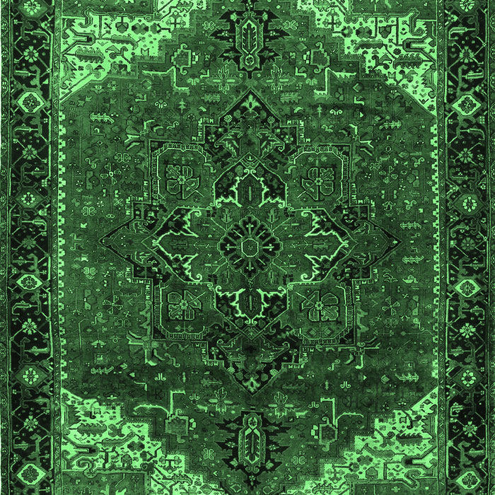 Machine Washable Persian Emerald Green Traditional Area Rugs, wshtr2254emgrn