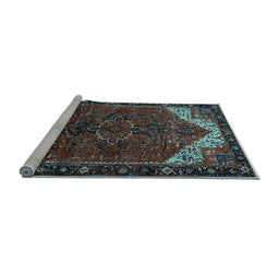 Sideview of Machine Washable Persian Light Blue Traditional Rug, wshtr2254lblu