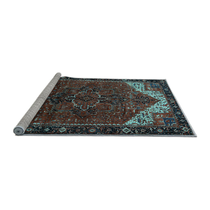 Sideview of Machine Washable Persian Light Blue Traditional Rug, wshtr2254lblu