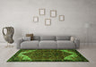 Machine Washable Persian Green Traditional Area Rugs in a Living Room,, wshtr2254grn