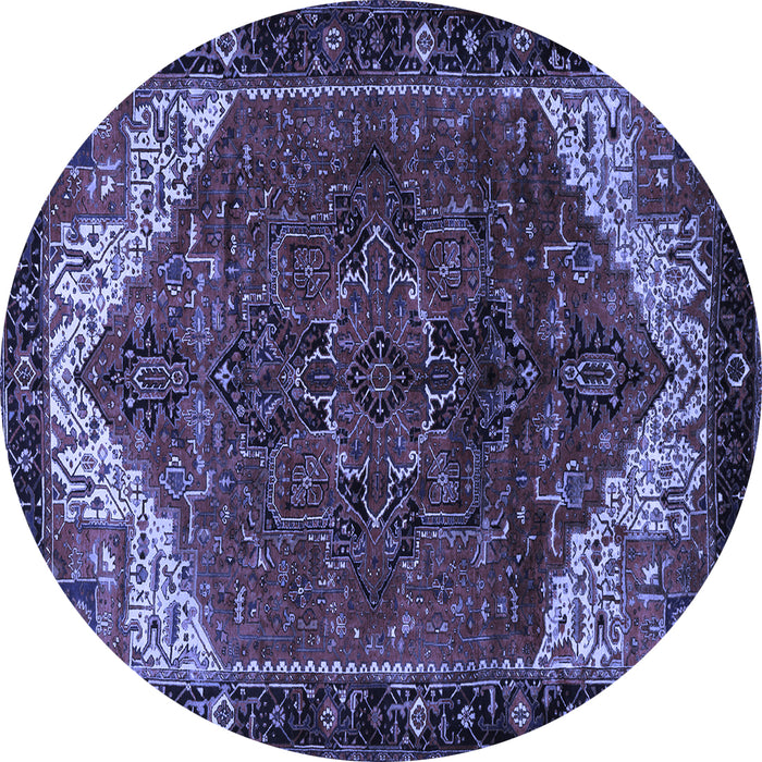 Round Machine Washable Persian Blue Traditional Rug, wshtr2254blu