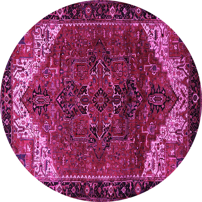 Round Machine Washable Persian Pink Traditional Rug, wshtr2254pnk