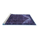 Sideview of Machine Washable Persian Blue Traditional Rug, wshtr2254blu