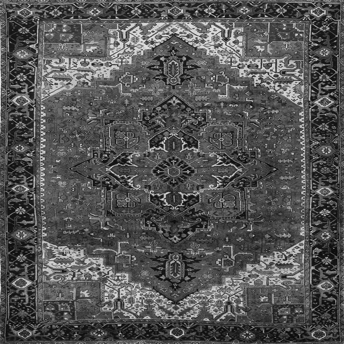 Round Machine Washable Persian Gray Traditional Rug, wshtr2254gry