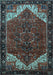 Machine Washable Persian Light Blue Traditional Rug, wshtr2254lblu