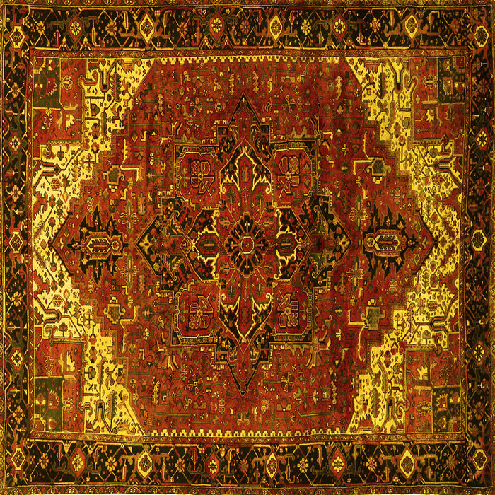 Square Machine Washable Persian Yellow Traditional Rug, wshtr2254yw
