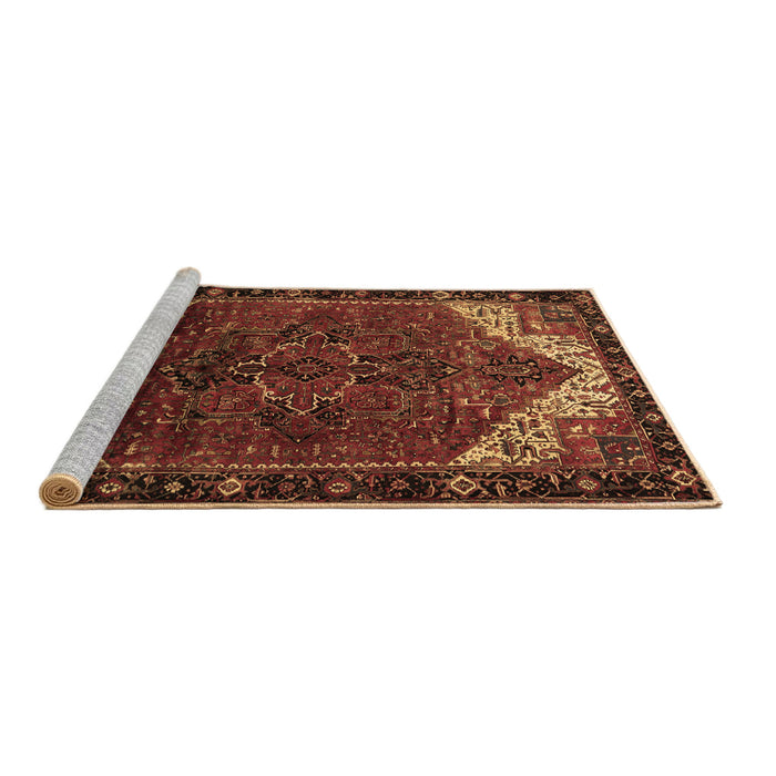 Sideview of Machine Washable Persian Brown Traditional Rug, wshtr2254brn