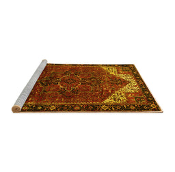 Sideview of Machine Washable Persian Yellow Traditional Rug, wshtr2254yw