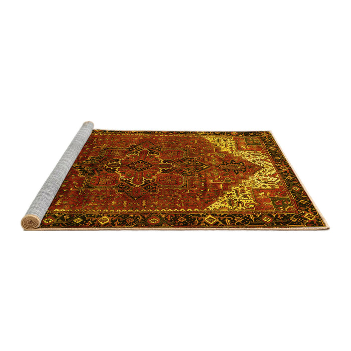 Sideview of Machine Washable Persian Yellow Traditional Rug, wshtr2254yw