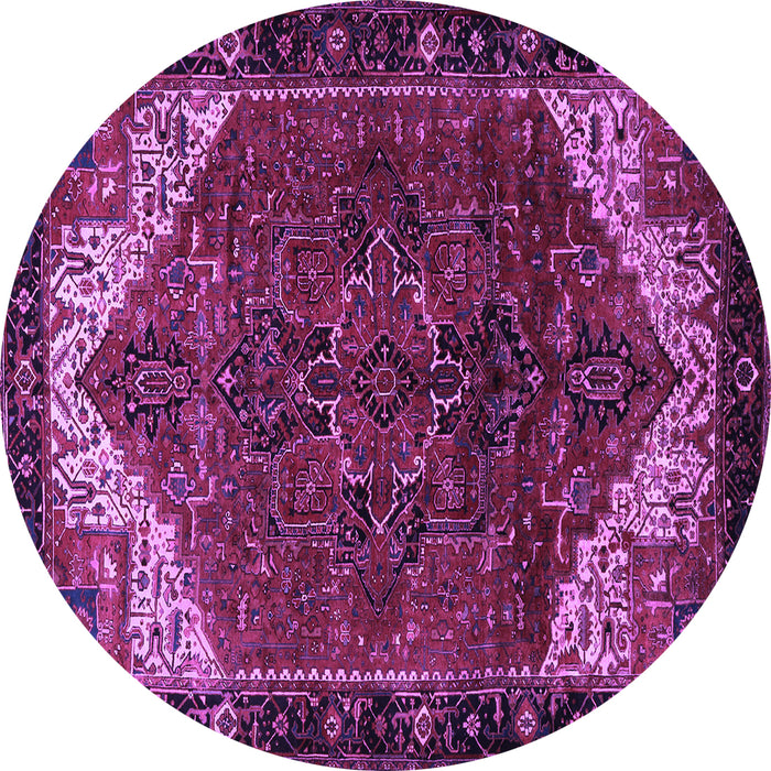 Round Machine Washable Persian Purple Traditional Area Rugs, wshtr2254pur
