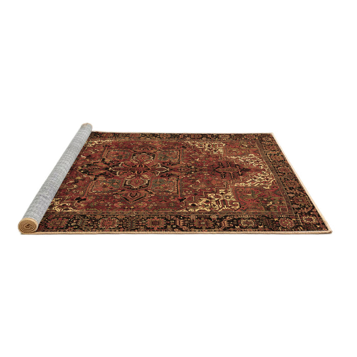 Sideview of Machine Washable Persian Brown Traditional Rug, wshtr2255brn