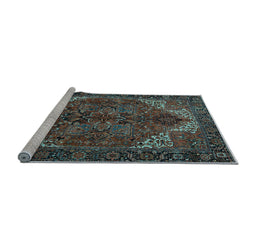 Sideview of Machine Washable Persian Light Blue Traditional Rug, wshtr2255lblu