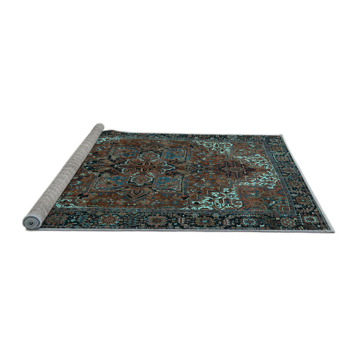 Sideview of Machine Washable Persian Light Blue Traditional Rug, wshtr2255lblu
