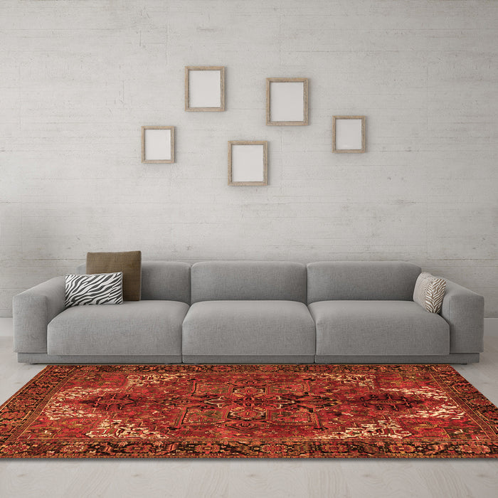 Machine Washable Persian Orange Traditional Area Rugs in a Living Room, wshtr2255org