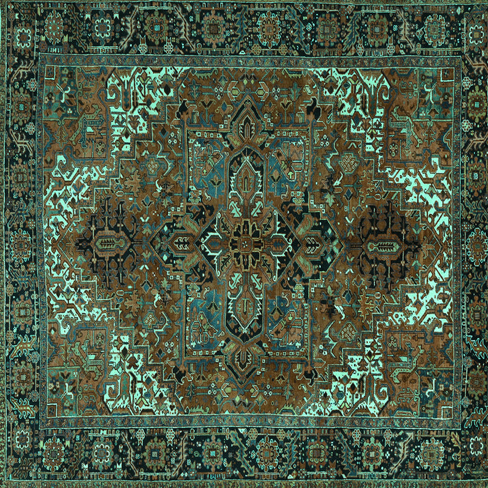 Square Persian Turquoise Traditional Rug, tr2255turq