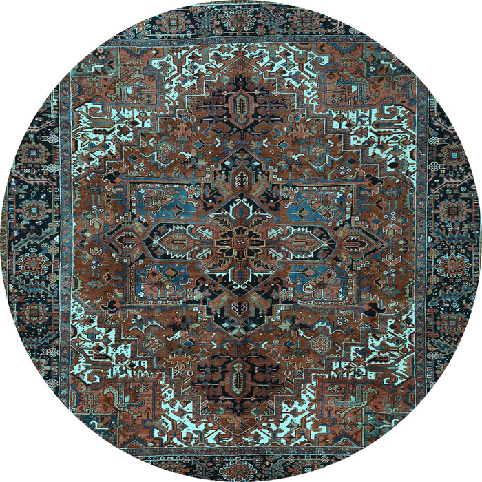 Round Machine Washable Persian Light Blue Traditional Rug, wshtr2255lblu