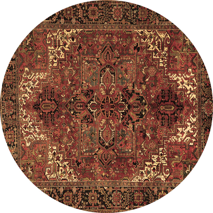 Round Persian Brown Traditional Rug, tr2255brn