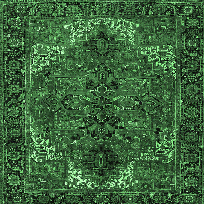 Square Persian Emerald Green Traditional Rug, tr2255emgrn