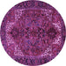 Round Persian Purple Traditional Rug, tr2255pur
