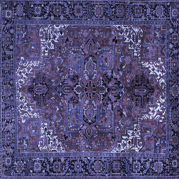 Square Machine Washable Persian Blue Traditional Rug, wshtr2255blu