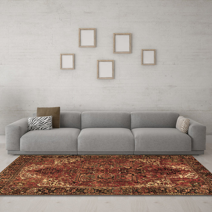 Machine Washable Persian Brown Traditional Rug in a Living Room,, wshtr2255brn