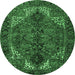 Round Persian Emerald Green Traditional Rug, tr2255emgrn