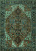 Machine Washable Persian Turquoise Traditional Area Rugs, wshtr2255turq