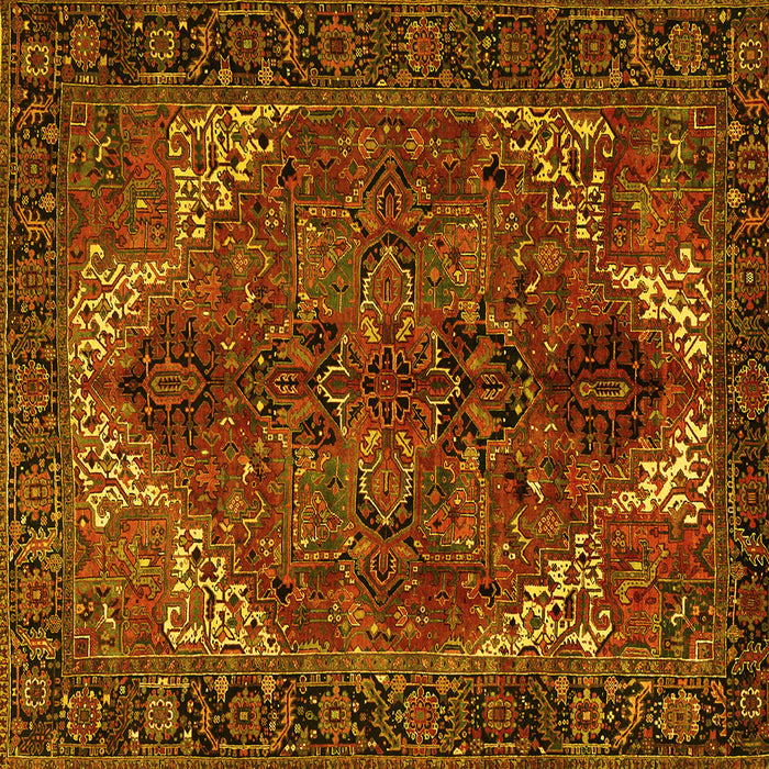 Square Persian Yellow Traditional Rug, tr2255yw