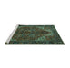 Sideview of Machine Washable Persian Turquoise Traditional Area Rugs, wshtr2255turq