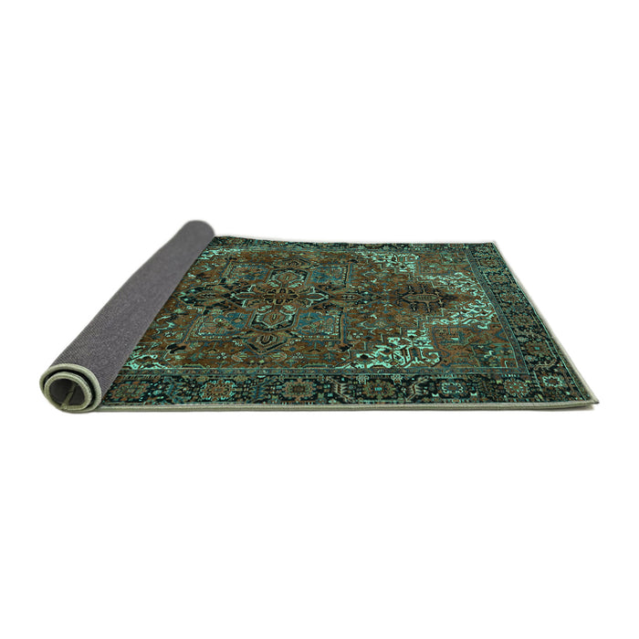 Sideview of Persian Turquoise Traditional Rug, tr2255turq