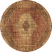 Round Persian Brown Traditional Rug, tr2256brn