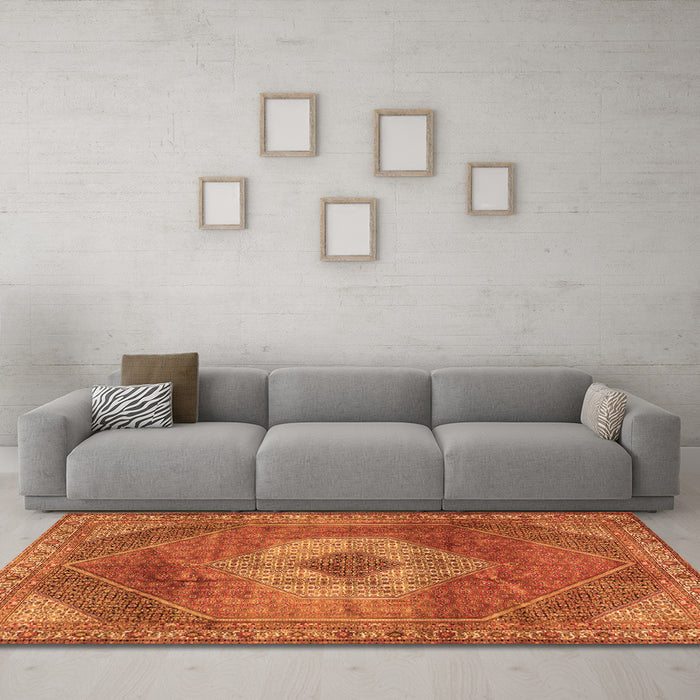 Machine Washable Persian Orange Traditional Area Rugs in a Living Room, wshtr2256org