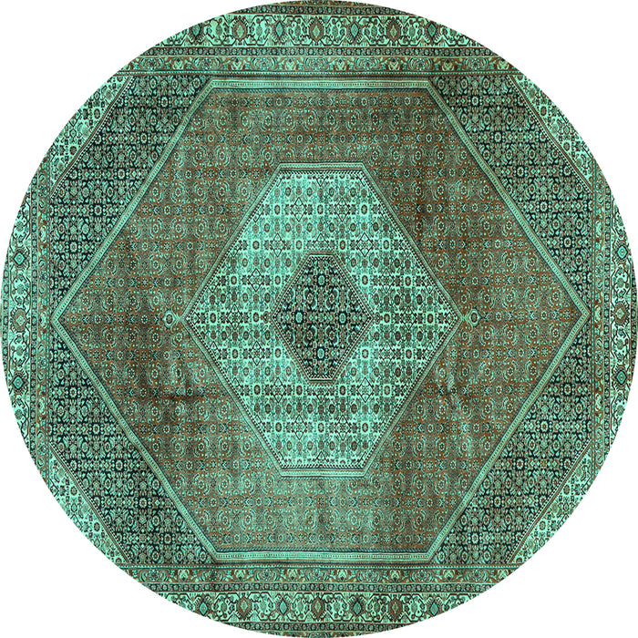 Round Persian Turquoise Traditional Rug, tr2256turq