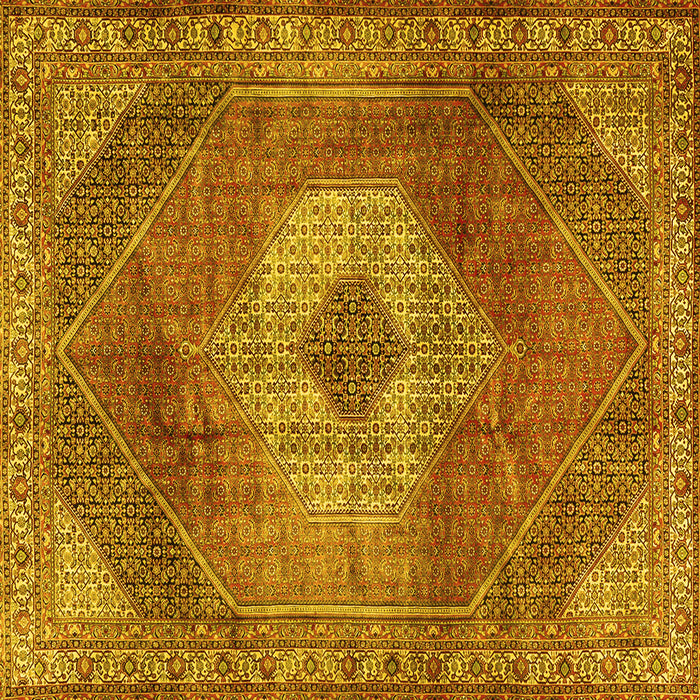 Square Machine Washable Persian Yellow Traditional Rug, wshtr2256yw