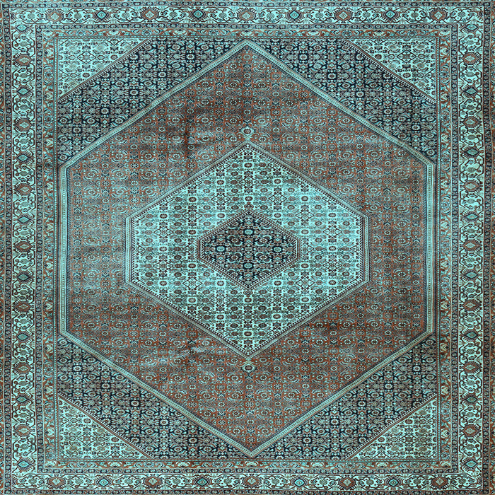 Square Machine Washable Persian Light Blue Traditional Rug, wshtr2256lblu
