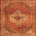 Round Machine Washable Persian Orange Traditional Area Rugs, wshtr2256org