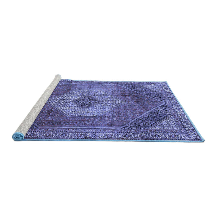 Sideview of Machine Washable Persian Blue Traditional Rug, wshtr2256blu