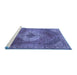 Sideview of Machine Washable Persian Blue Traditional Rug, wshtr2256blu