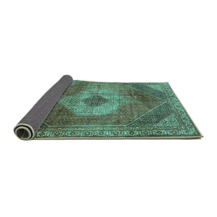 Sideview of Persian Turquoise Traditional Rug, tr2256turq