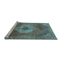 Sideview of Machine Washable Persian Light Blue Traditional Rug, wshtr2256lblu