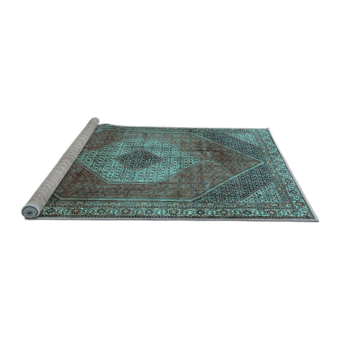 Sideview of Machine Washable Persian Light Blue Traditional Rug, wshtr2256lblu
