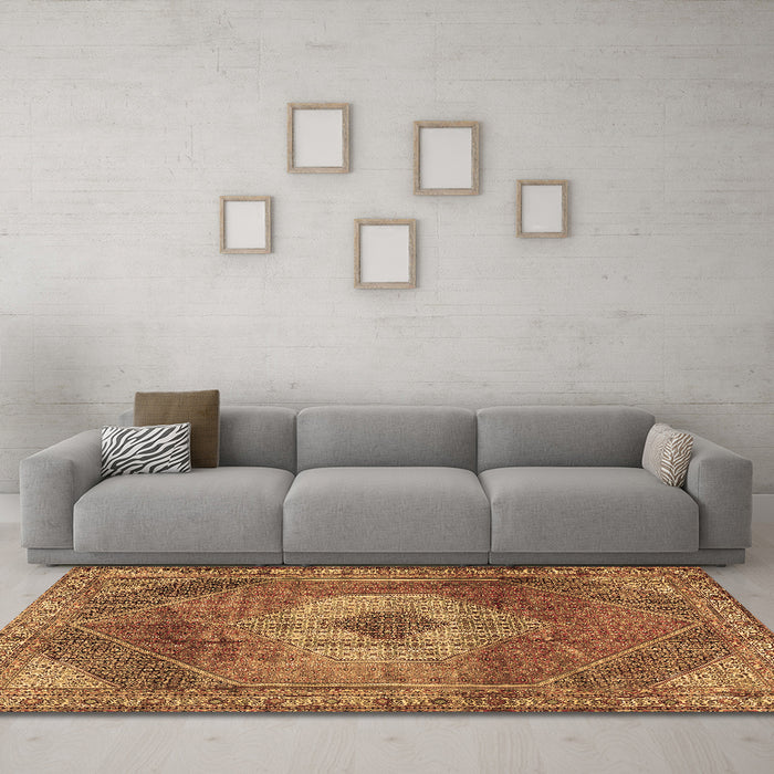 Machine Washable Persian Brown Traditional Rug in a Living Room,, wshtr2256brn
